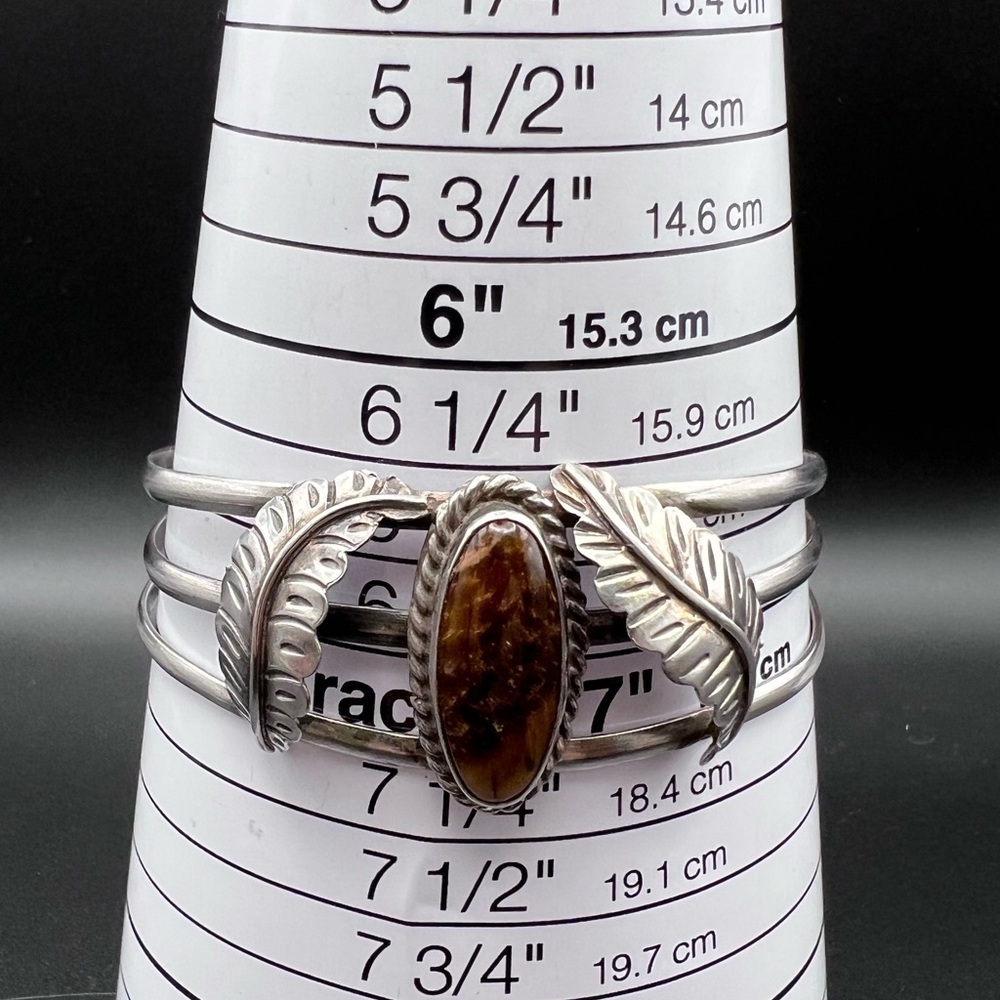 Vintage Sterling Silver Tigers Eye Southwestern Cuff - Picture 8 of 9